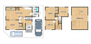岸和田市東大路町、中古一戸建ての間取り画像です