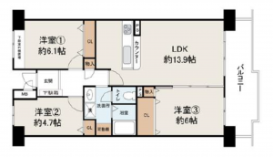 貝塚市、マンションの間取り画像です
