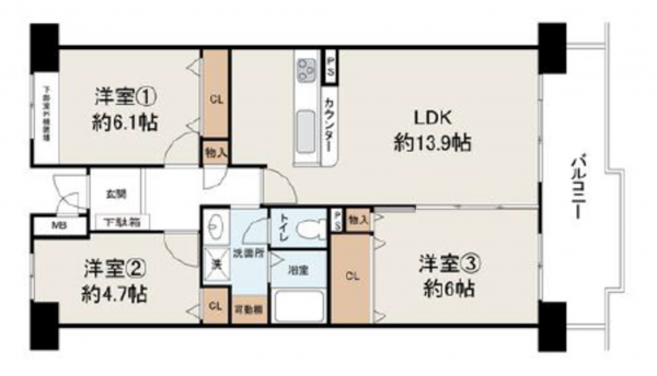 貝塚市、マンションの間取り画像です