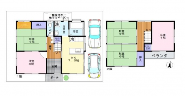岸和田市上松町、中古一戸建ての間取り画像です