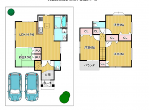 泉佐野市南中安松、中古一戸建ての間取り画像です