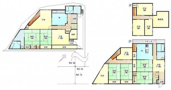 岸和田市八幡町、中古一戸建ての間取り画像です