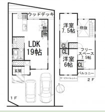 岸和田市土生町、中古一戸建ての間取り画像です