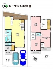 岸和田市土生町、中古一戸建ての間取り画像です