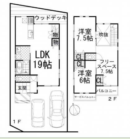 岸和田市土生町、中古一戸建ての間取り画像です