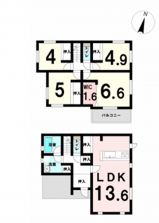 泉佐野市笠松、中古一戸建ての間取り画像です