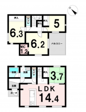 泉佐野市笠松、中古一戸建ての間取り画像です