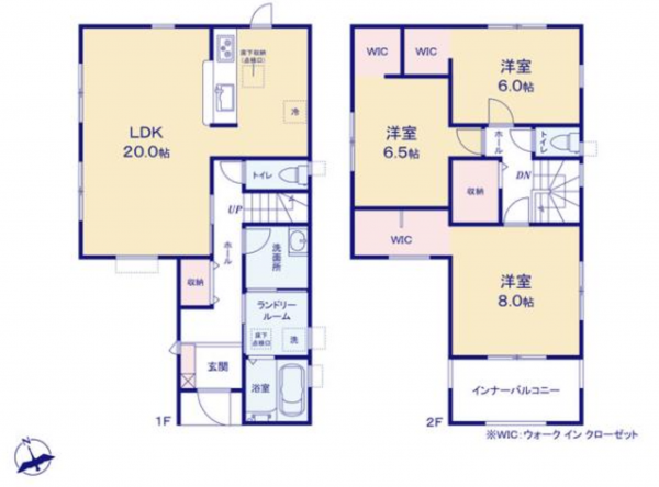 貝塚市澤、新築一戸建ての間取り画像です
