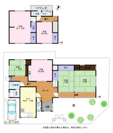 貝塚市麻生中、中古一戸建ての間取り画像です