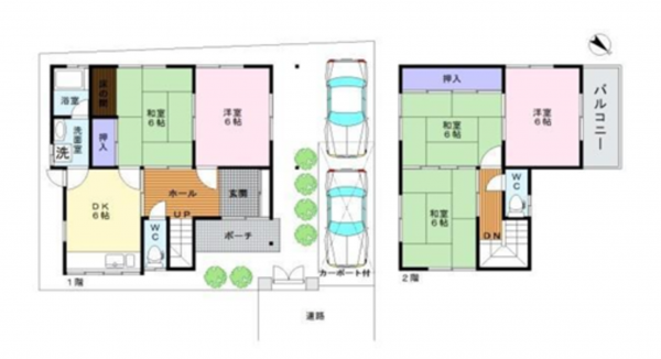 岸和田市中井町、中古一戸建ての間取り画像です