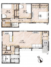 岸和田市春木、新築一戸建ての間取り画像です