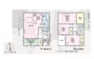 貝塚市、新築一戸建ての間取り画像です