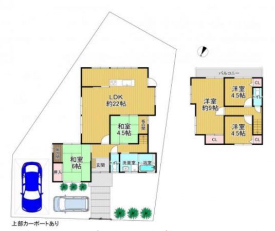 泉南郡熊取町東和苑、中古一戸建ての間取り画像です