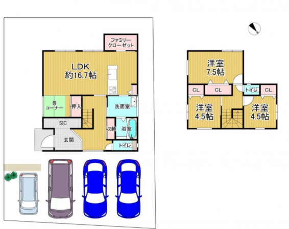 貝塚市鳥羽、中古一戸建ての間取り画像です