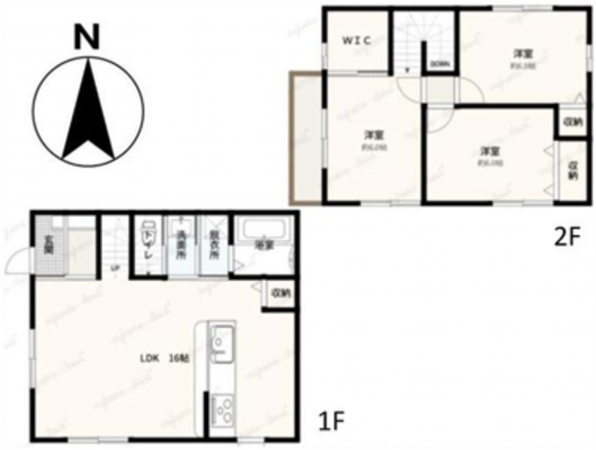 貝塚市新井、中古一戸建ての間取り画像です
