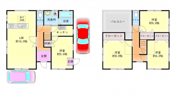 泉佐野市下瓦屋、中古一戸建ての間取り画像です