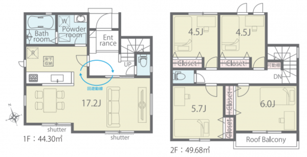 貝塚市脇浜、新築一戸建ての間取り画像です