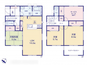 泉佐野市鶴原、新築一戸建ての間取り画像です
