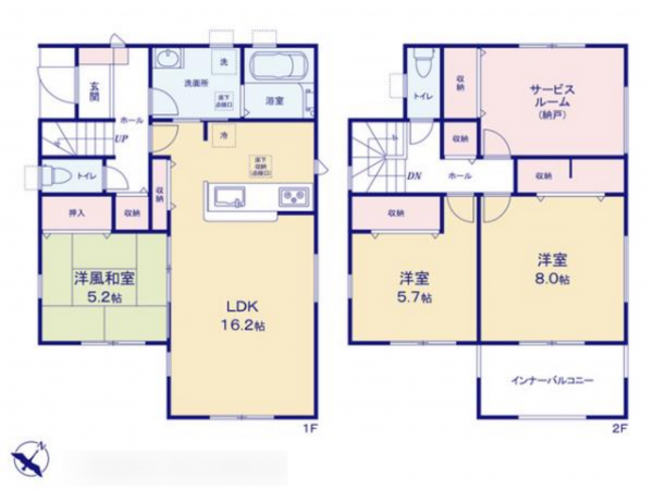 泉佐野市鶴原、新築一戸建ての間取り画像です