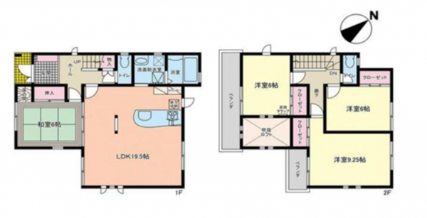 岸和田市上松町、中古一戸建ての間取り画像です