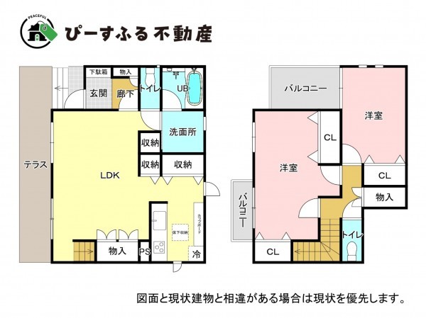 岸和田市八阪町、中古一戸建ての間取り画像です