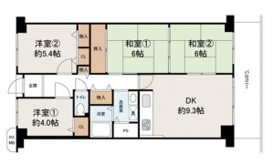 岸和田市下野町、マンションの間取り画像です