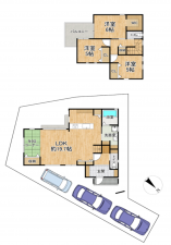 岸和田市真上町、中古一戸建ての間取り画像です