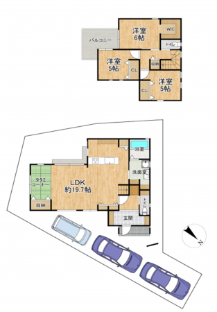 岸和田市真上町、中古一戸建ての間取り画像です