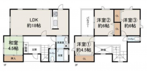 貝塚市畠中、中古一戸建ての間取り画像です