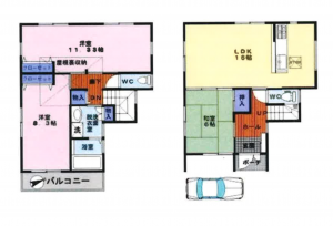 岸和田市今木町、中古一戸建ての間取り画像です