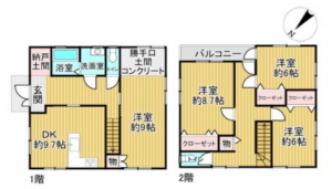 泉佐野市日根野、中古一戸建ての間取り画像です