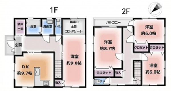 泉佐野市日根野、中古一戸建ての間取り画像です