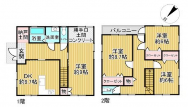 泉佐野市日根野、中古一戸建ての間取り画像です