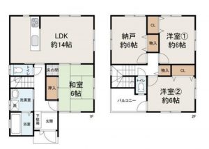 泉佐野市東羽倉崎町、中古一戸建ての間取り画像です