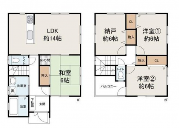 泉佐野市東羽倉崎町、中古一戸建ての間取り画像です