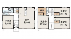 貝塚市小瀬、中古一戸建ての間取り画像です