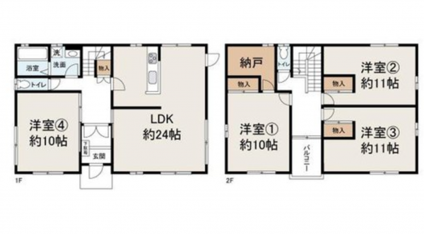 貝塚市小瀬、中古一戸建ての間取り画像です
