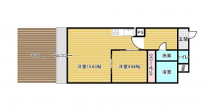 岸和田市大町、マンションの間取り画像です