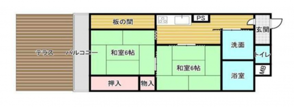 岸和田市大町、マンションの間取り画像です