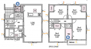 泉南郡熊取町大宮、新築一戸建ての間取り画像です