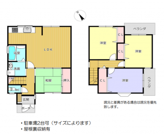 岸和田市大北町、中古一戸建ての間取り画像です
