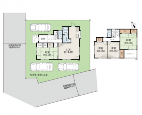 岸和田市土生町、中古一戸建ての間取り画像です