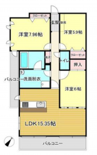 泉佐野市羽倉崎、マンションの間取り画像です