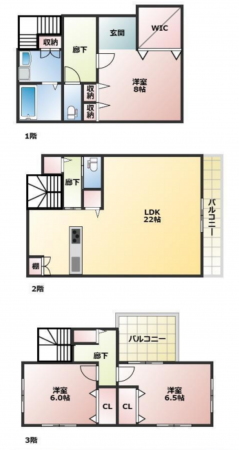 岸和田市加守町、中古一戸建ての間取り画像です