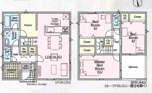 岸和田市岡山町、新築一戸建ての間取り画像です