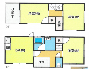 岸和田市南町、中古一戸建ての間取り画像です