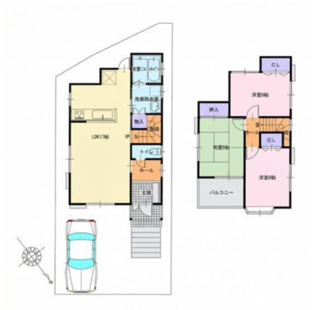岸和田市西大路町、中古一戸建ての間取り画像です