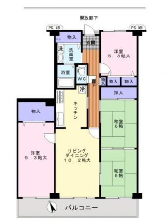 岸和田市下野町、マンションの間取り画像です