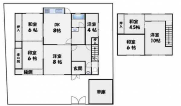 泉南郡熊取町青葉台、中古一戸建ての間取り画像です