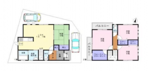 岸和田市三田町、中古一戸建ての間取り画像です